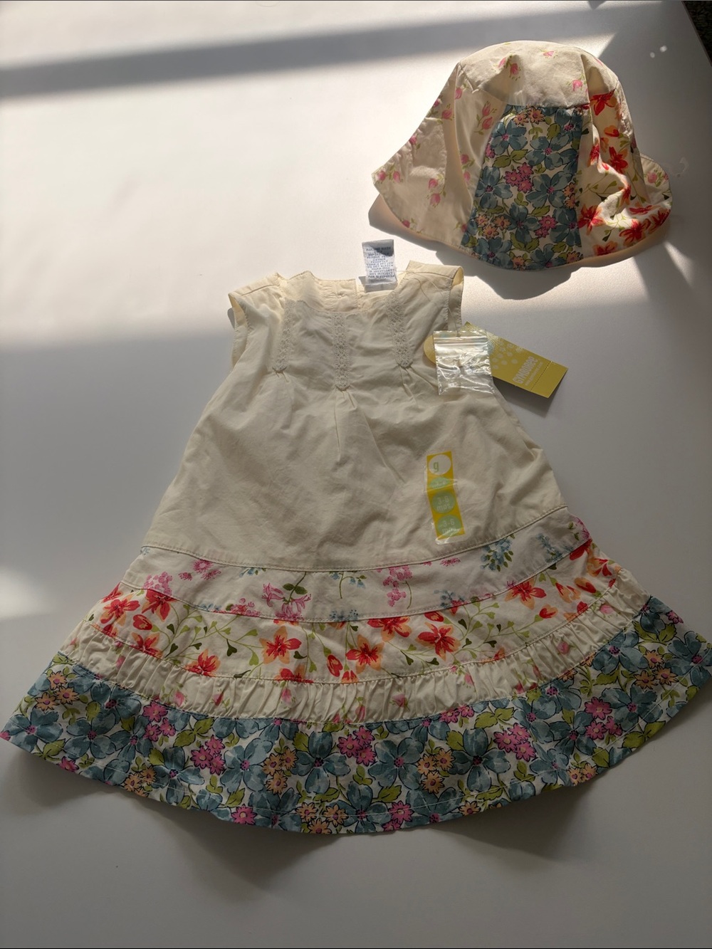 NWT 2004 Gymboree Flower Fields Dress Set Sun Hat Bloomers 3-6M Cottagecore